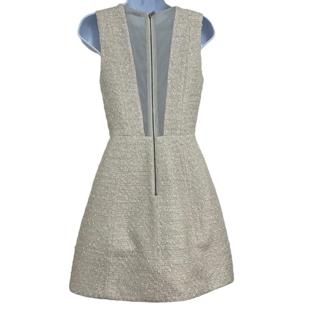 Alice + Olivia Pacey Linen Silk Sleeveless Lantern Dress Cream Lined Pockets 4 - Picture 4 of 14